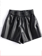 PENDRA Sheepskin Wide Leg Leather Shorts