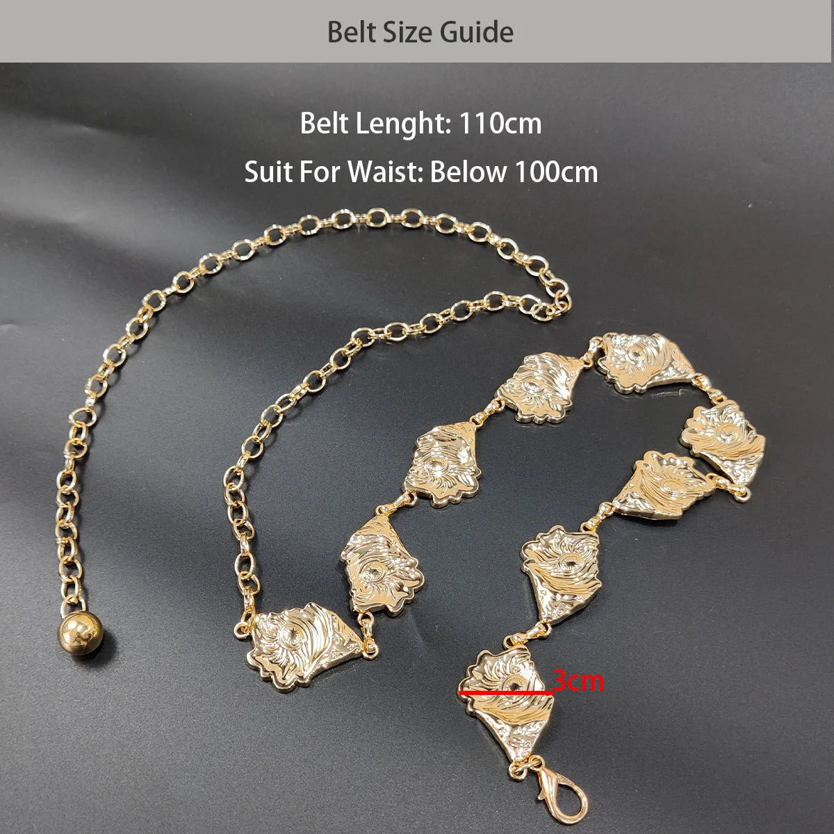 PENDRA Irisra Gold Bow Gothic Waist Chain Belt