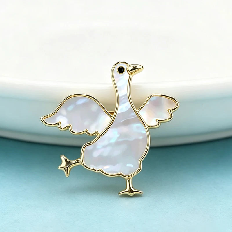 PENDRA Lovely White Goose Brooch