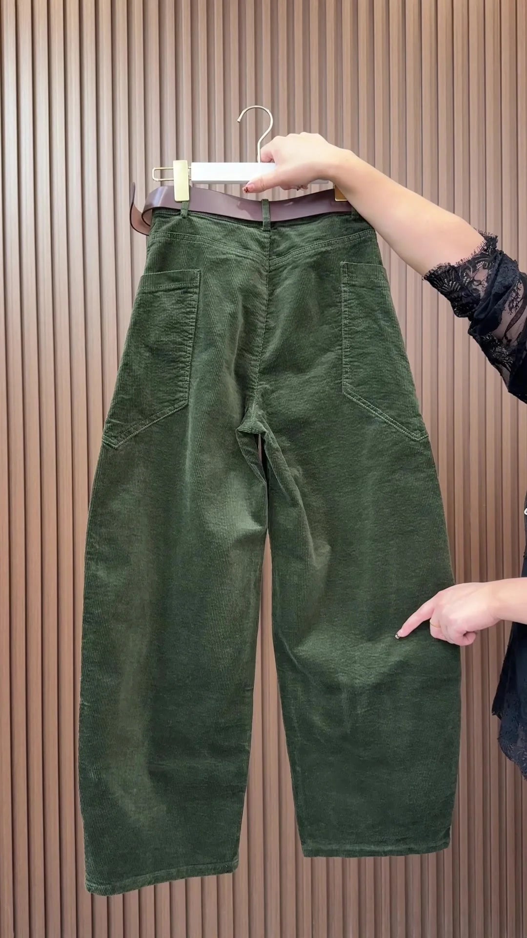 PENDRA Curved Cut Woolen Wide Leg Pants