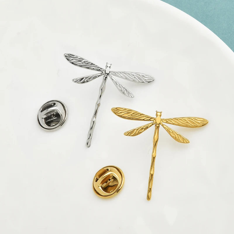 PENDRA Tiny Dragonfly Metal Insect Brooch