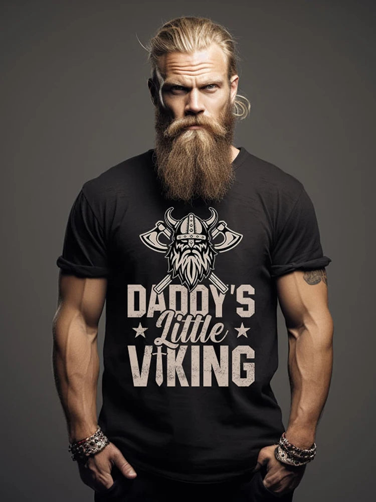 Summer Everyday Casual Men's T-shirt Fashionable Street Men's T-shirt Outdoor Sports Comfort Men's Short Sleeve Top Viking Print