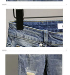 Casual Spring and Autumn Slim Denim Pencil Pants Men's Jean 2024 New Broken Hole Slim Fit Beggar Design High Street Washed Jeans