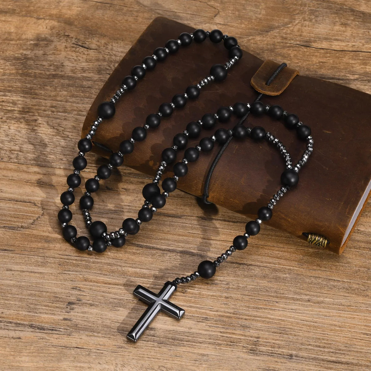 PENDRA Cross Beaded Rosary Necklace