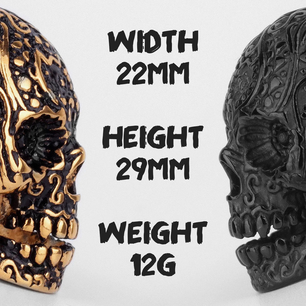 PENDRA Skull Bones Carving Steel Ring