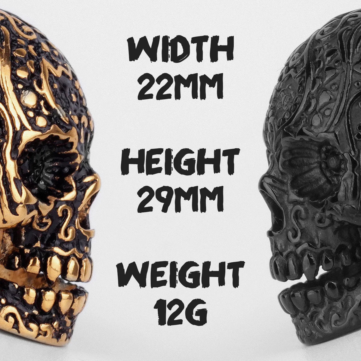 PENDRA Skull Bones Carving Steel Ring