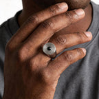 Men's Stainless Steel Signet Ring,Vintage Natural Stone Black Onyx Round Ring,Daily Wear Jewelry Gift