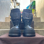 PENDRA Black Geobasket Black Leather 6cm Platform Zip Edition 3 Ankle Boots