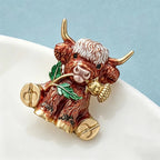 PENDRA Thistle Cow Enamel Animal Brooch
