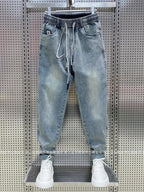 Spring Autumn New Kpop Loose Casual Men's Jeans Pants High-end Brand Loose Straight Pants Elastic Harlan Casual Trendy Dad Jeans