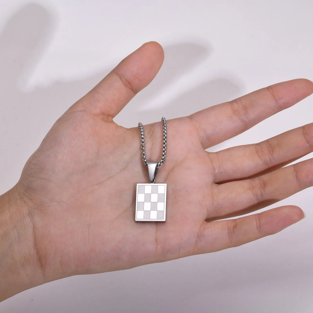PENDRA Square Checkerboard Pendant Necklace