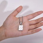 PENDRA Square Checkerboard Pendant Necklace