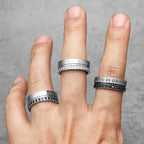 PENDRA Runes Rhinestone Boyfriend Steel Ring