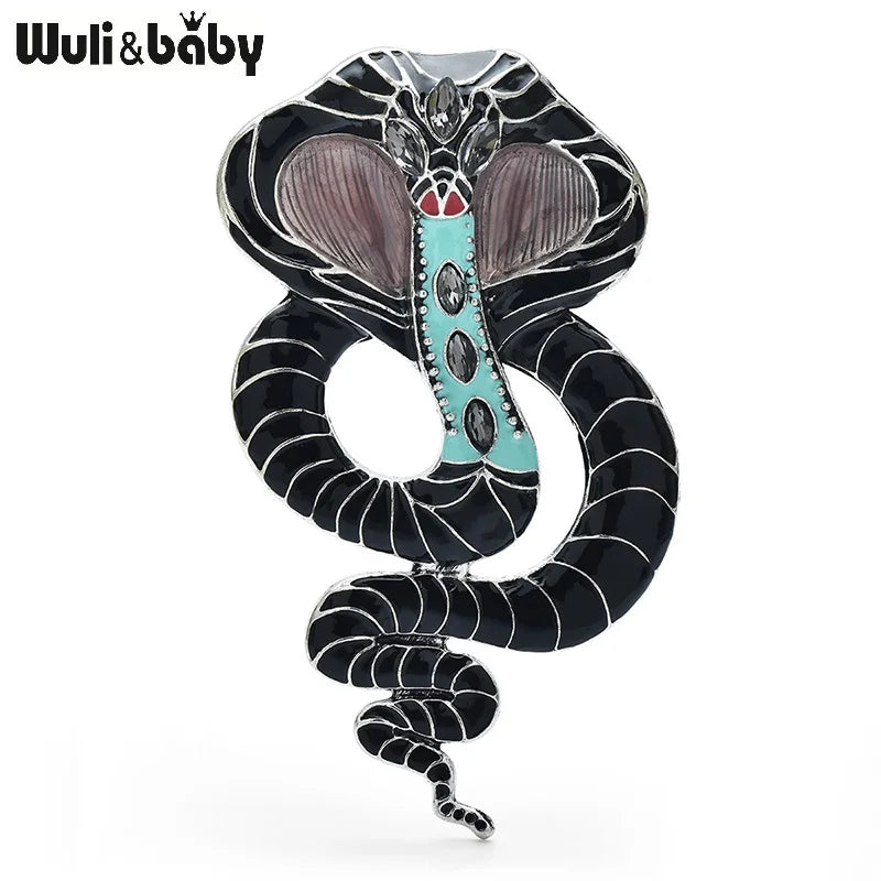 Wuli&baby Big Enamel Cobra Snake Brooches For Women Unisex 5-color Year Of The Snake New Year Brooch Pins Gifts