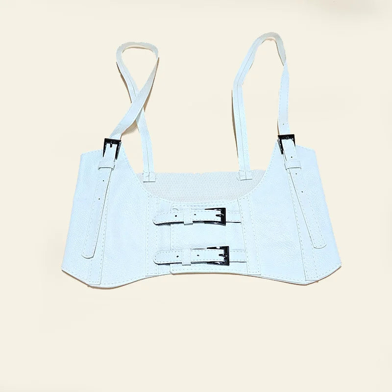 Women's Waist Belt Underbust Corset PU Leather Adjustable Punk Cummerbund Corset Wide Belts Dress Costume Waistband Cincher