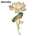 PENDRA Lotusleaf Rhinestone Lotus Leaf Brooch