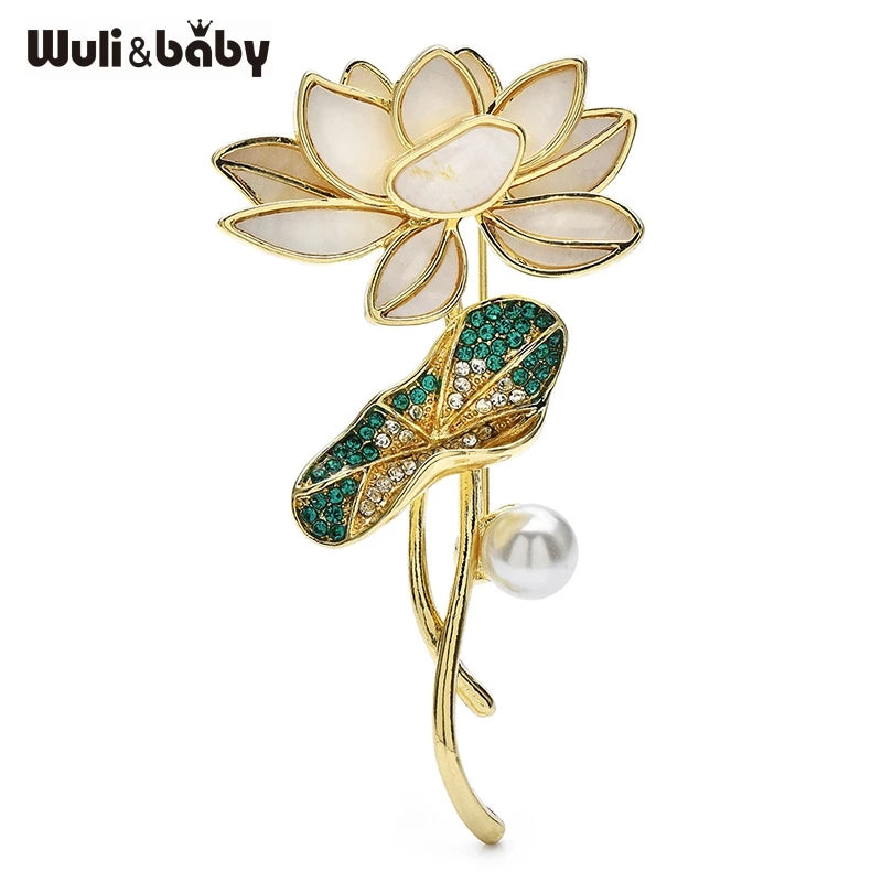 PENDRA Lotusleaf Rhinestone Lotus Leaf Brooch