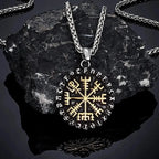 PENDRA Rune Compass Steel Necklace