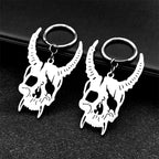 Gothic Demon Goat Head Skull Hoop Earrings for Women Stainless Steel Black Silver Color Punk Devil Earring Jewelry pendientes