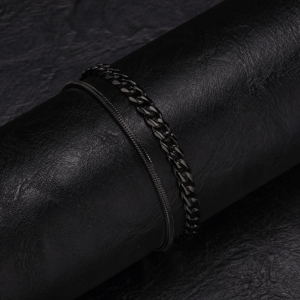 Hiphop 2pcs Stacked Chan Bracelets for Men Boys,Stainless Steel Cuban Chain Wristband,18/21/23CM