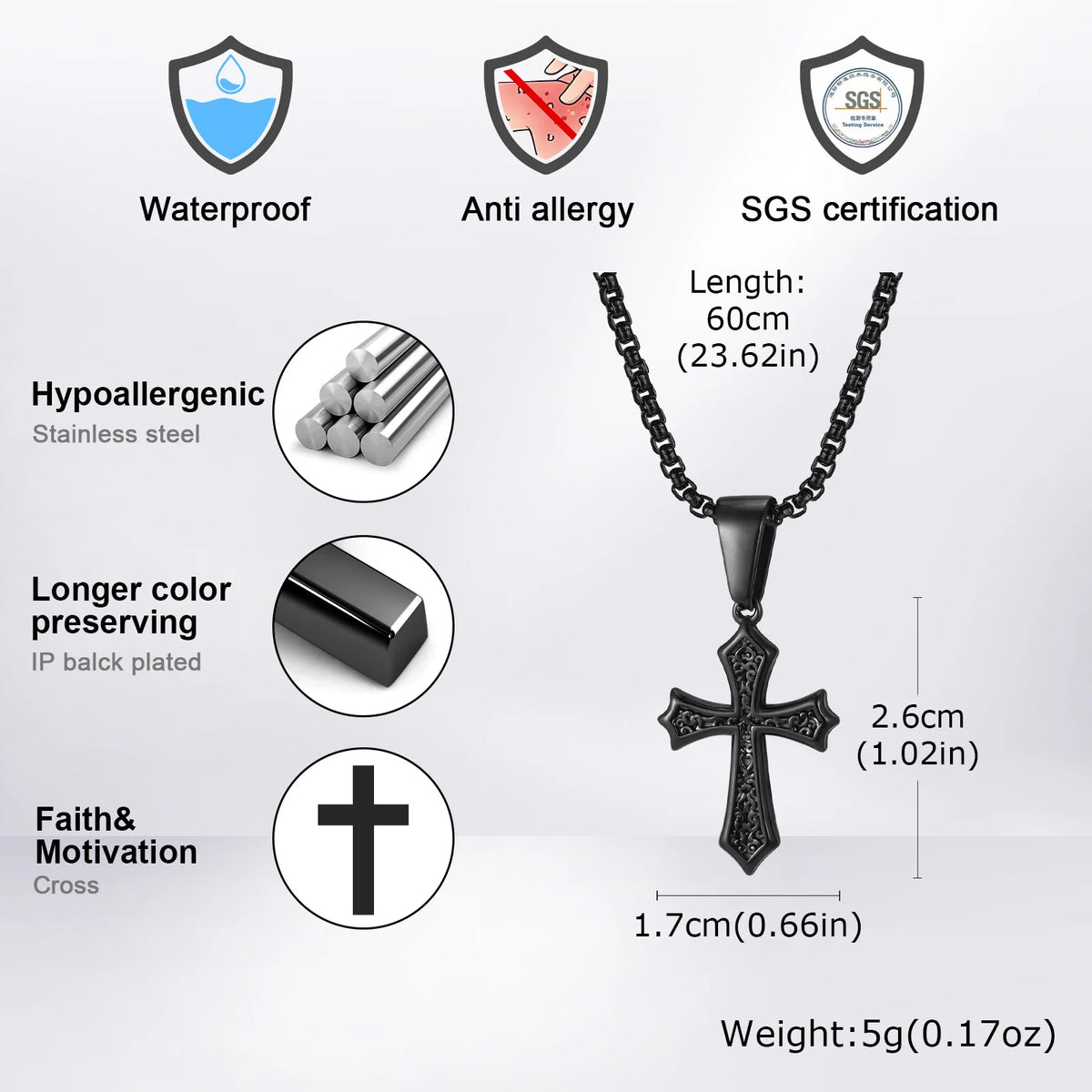 PENDRA Cross 60Cm Pendant Necklace