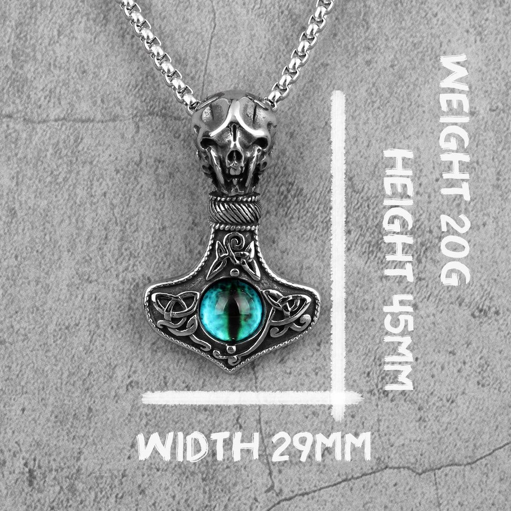 PENDRA Evil Eye Skull Steel Necklace