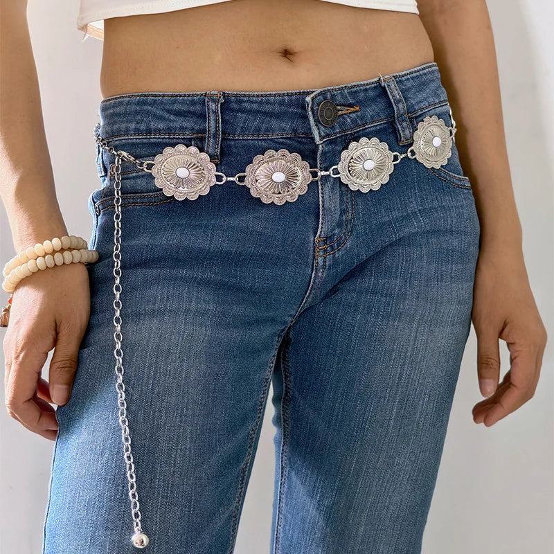 Retro Metal Waist Chain Women's Ethnic Accessory Versatile for Skirts Elegant High-End Luxury Designer Thin Belt New Fashion