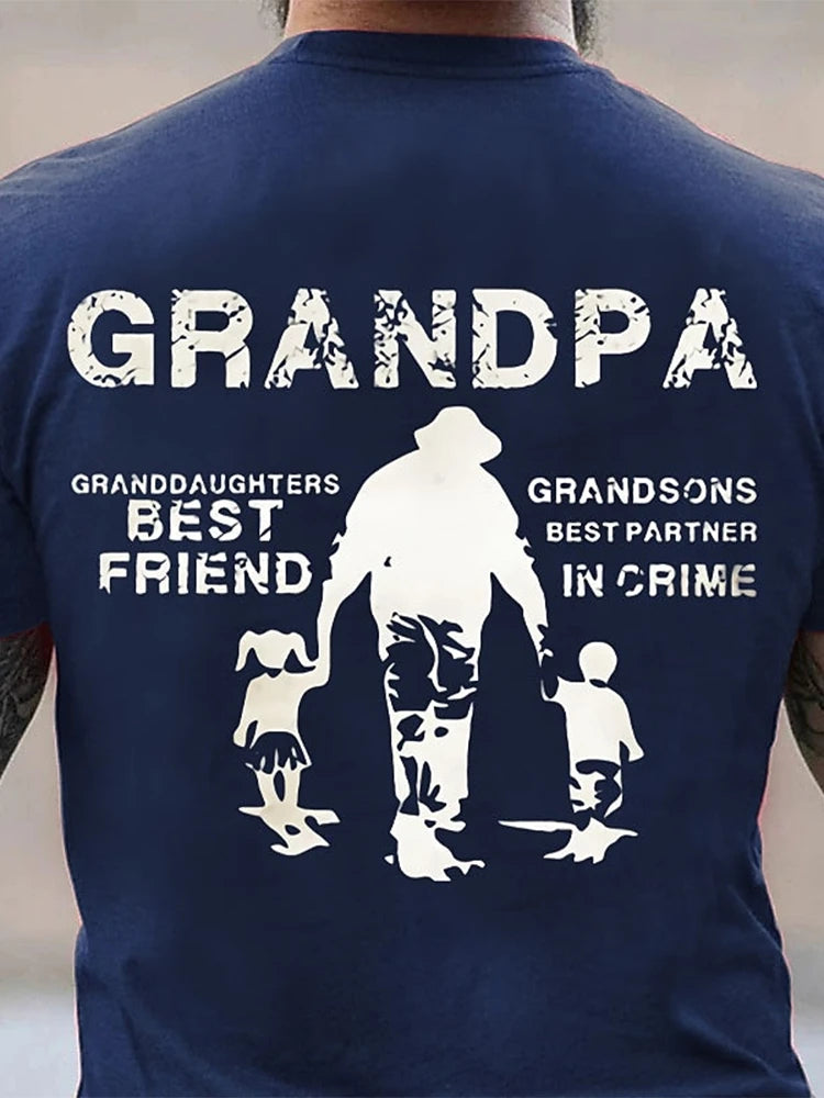 Walking Printed Father's T-shirt Summer Daily Casual Men's T-shirt Outdoor Running Exercise Men's Sports Short-sleeved Top