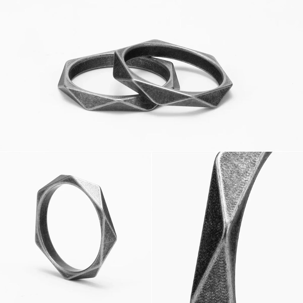 PENDRA Rhombic Cut Rock Steel Ring