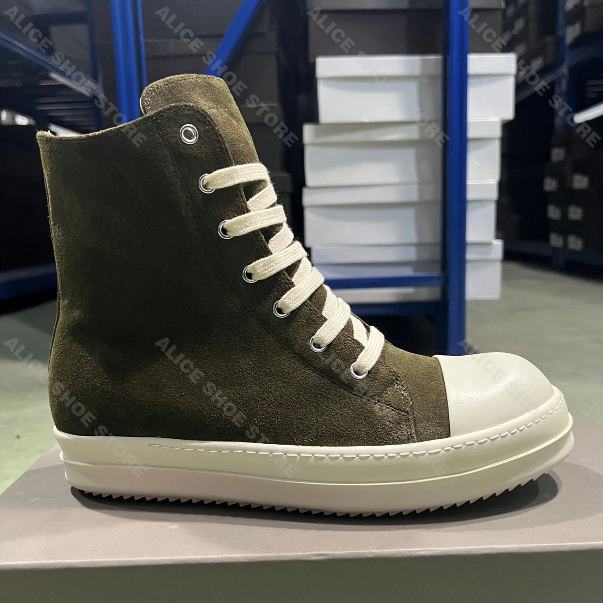 Men High Top Casual Shoes Hip-hop Retro Brown Suede Lace Up Women Thick Sole Increase Height Luxury Designer Flat Sneakers 3cm
