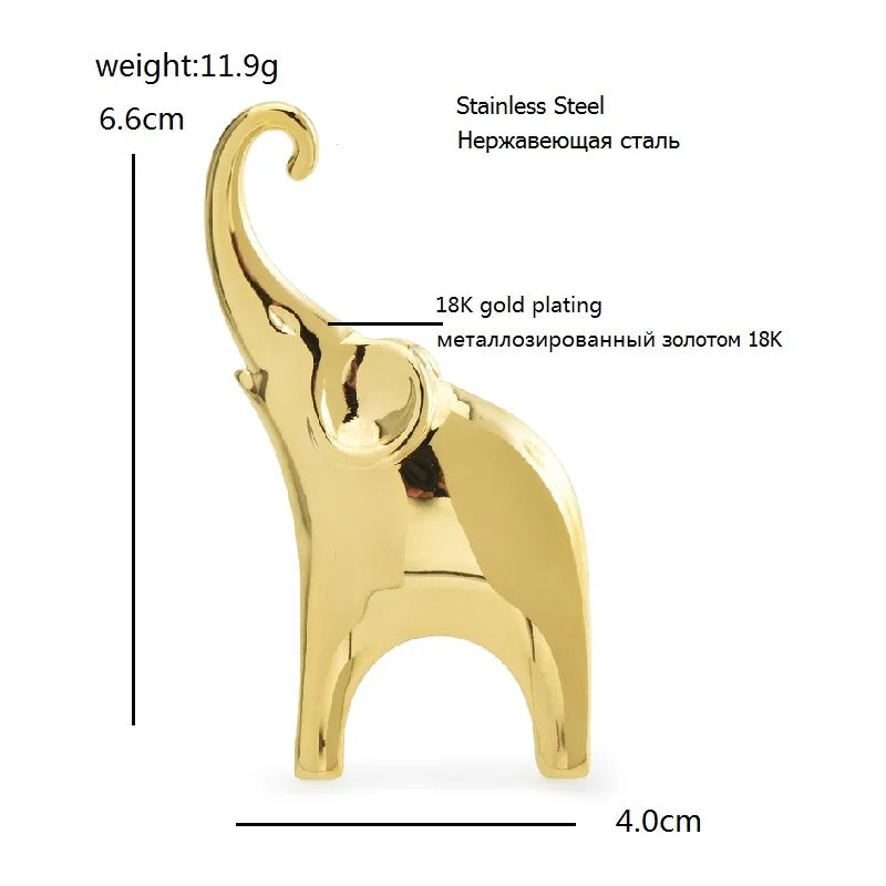 PENDRA Silver Elephant Stainless Steel Animal Brooch