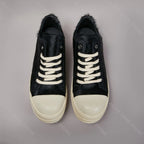 PENDRA Dark Fur Black Horsehair Leather Low-Top Lace-Up Thick-Sole Sneakers