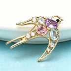 PENDRA Crystal Swallow Flying Bird Brooch