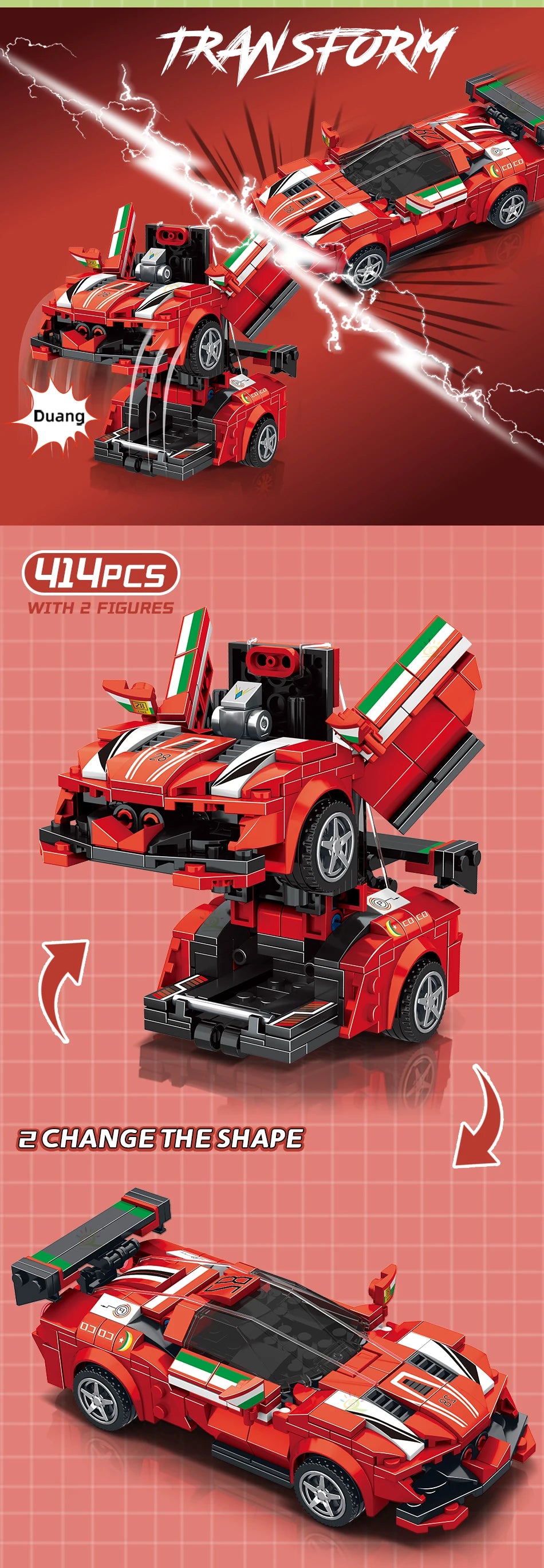 PENDRA Transfrom Racing Robot Building Set