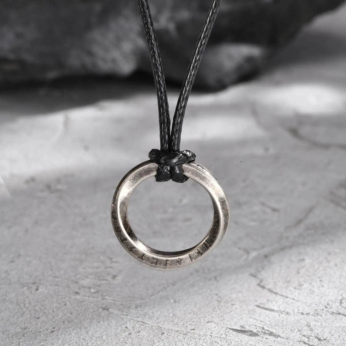 Vicking Round Mobius Necklace for Men,Stainless Steel Pendant with Black Wax Rope,Classic Jewelry Gift to Husband Father Son