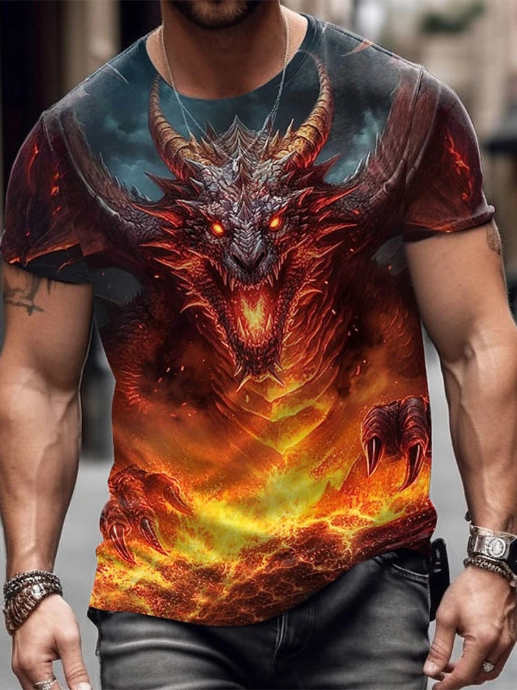PENDRA Urban Short-Sleeve Dragon Print T-Shirt