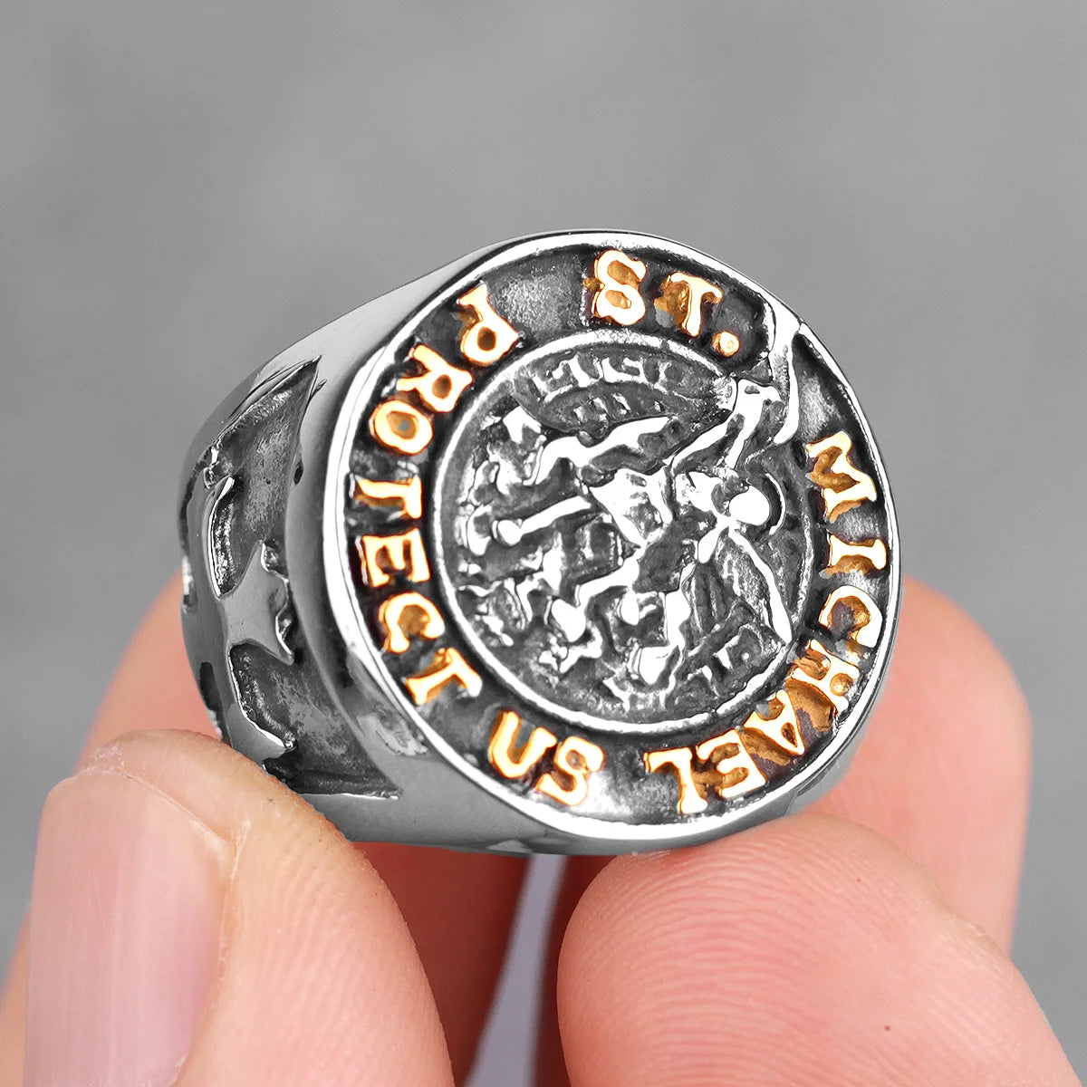 PENDRA St Michael Good Steel Ring