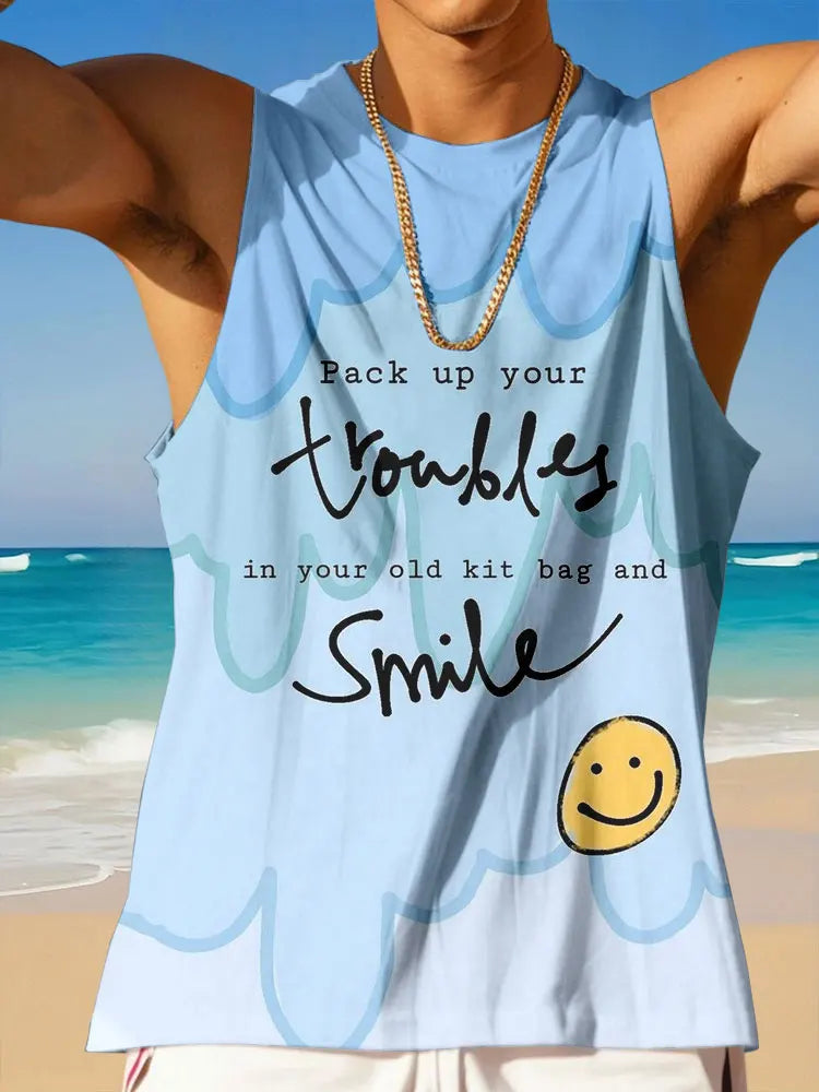 Stylish Hawaiian Tank Tops For Men Sleeveless Summer Casual Men's T-shirts Outdoor Beach Men's Loose Tank Tops 3D Printing