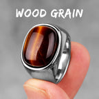 PENDRA Wood Grain Elegant Steel Ring