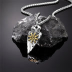 PENDRA Viking Trident Gold Steel Necklace