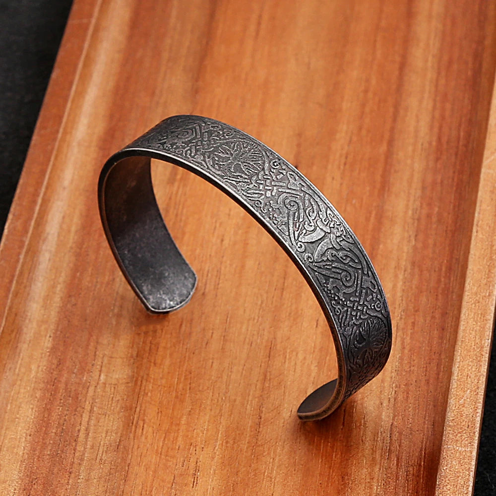 PENDRA Dragoncrest Stainless Steel Open Cuff Bracelet