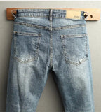 Men's Cropped Jeans Slim Fit Korean Trendy 2026 Spring Summer Blue Youth Trendy High-end Motorcycle Pants Men Man Trousers