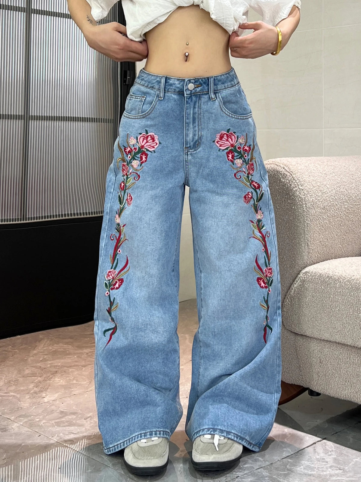 PENDRA American Colorful Floral Jeans