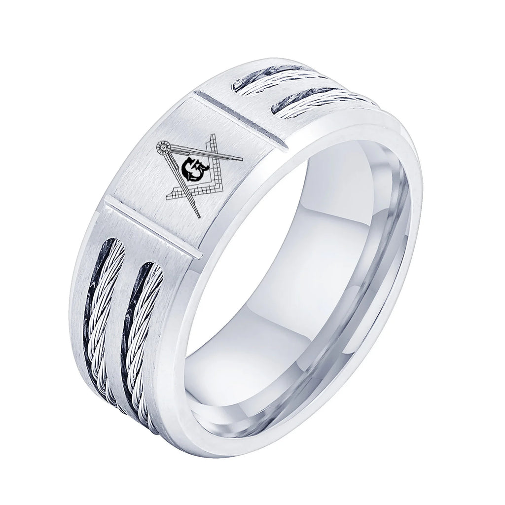 PENDRA Masonic Wire Freemasonry Steel Ring