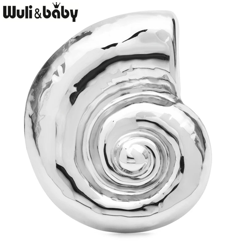 PENDRA Spiral Shell Stainless Steel Brooch