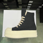 PENDRA Italy Gothic Black Canvas 6cm Platform Zip Ankle Boots