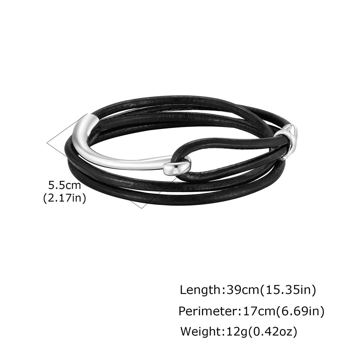 Multilayer Leather Bracelet for Men,Trendy Complicated Stacking Fish Hook Wristband,Rock Punk Jewelry Gift