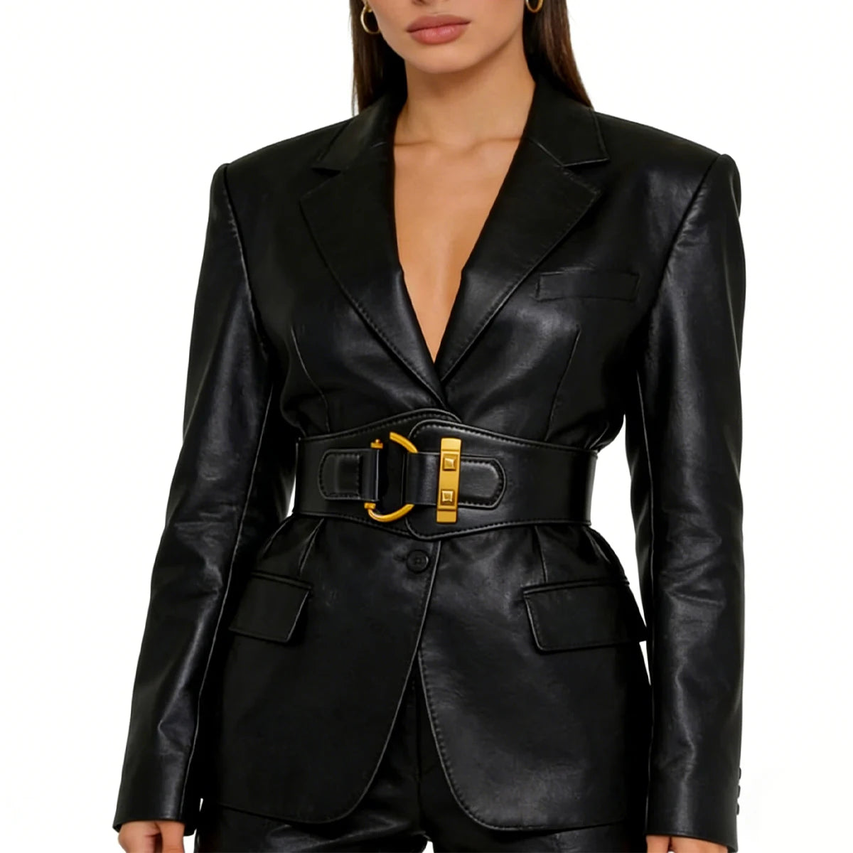 Fashion Wide Belt Elegant Elastic PU Girdle Women Trend Lightweight Design Cummerbund for Dresses, Coats, and Suits Corset Belt