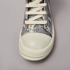 PENDRA Python Shadow Black Python-Embossed Leather High-Top Platform Ankle Boots