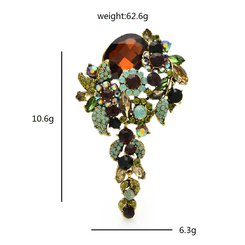 PENDRA Royale 3-Color Crystal Flower Palace Brooch